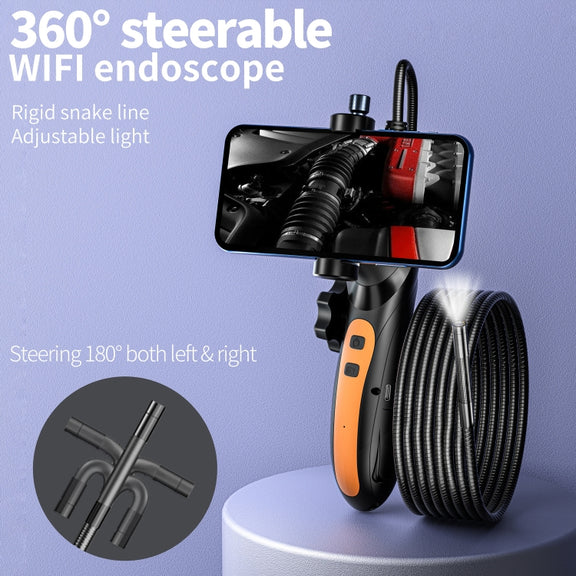 F180 8mm Lens 360 degree Free Spins Automotive Repair Endoscope, Spec:1m Rigid Tube