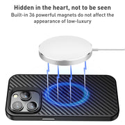 For iPhone 15 Pro wlons Magsafe Carbon Fiber Kevlar TPU Phone Case(Black)