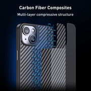 For iPhone 15 Plus wlons Magsafe Carbon Fiber Kevlar TPU Phone Case(Black)