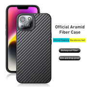 For iPhone 15 wlons Magsafe Carbon Fiber Kevlar TPU Phone Case(Black)