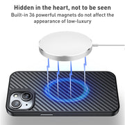 For iPhone 15 wlons Magsafe Carbon Fiber Kevlar TPU Phone Case(Black)