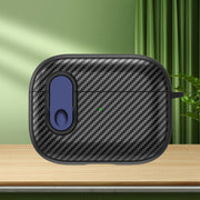 For AirPods Pro Carbon Fiber Texture Wireless Earphones Case with Security Lock(Blue)