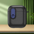 For AirPods 2 / 1 Carbon Fiber Texture Wireless Earphones Case with Security Lock(Blue) - For AirPods 1/2 by PMC Jewellery | Online Shopping South Africa | PMC Jewellery | Buy Now Pay Later Mobicred