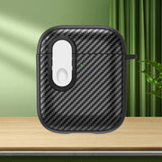 For AirPods 2 / 1 Carbon Fiber Texture Wireless Earphones Case with Security Lock(White)