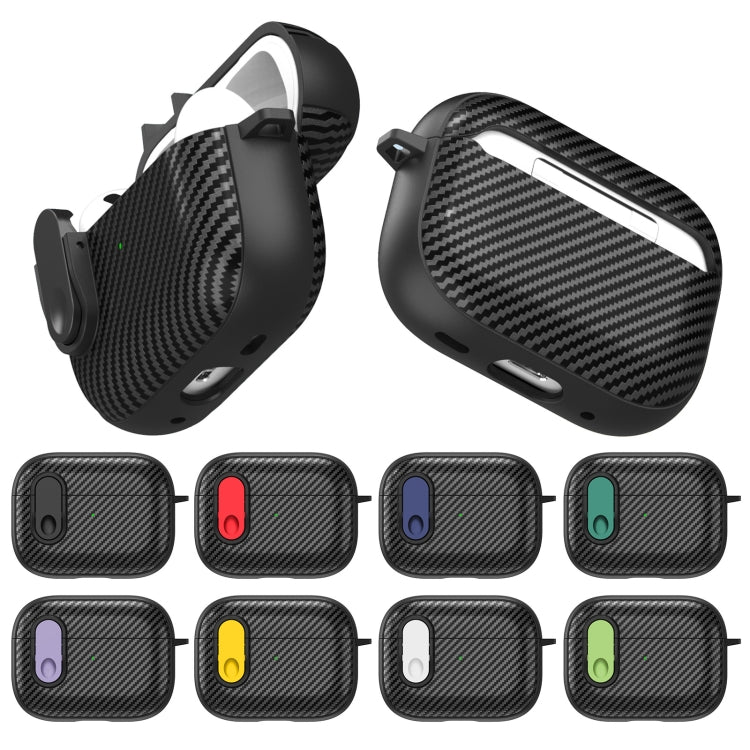 For AirPods 2 / 1 Carbon Fiber Texture Wireless Earphones Case with Security Lock(Purple)