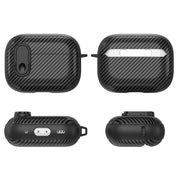 For AirPods 2 / 1 Carbon Fiber Texture Wireless Earphones Case with Security Lock(Purple)