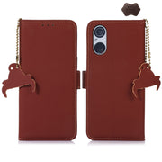 For Sony Xperia 5 V Genuine Leather Magnetic RFID Leather Phone Case(Coffee)