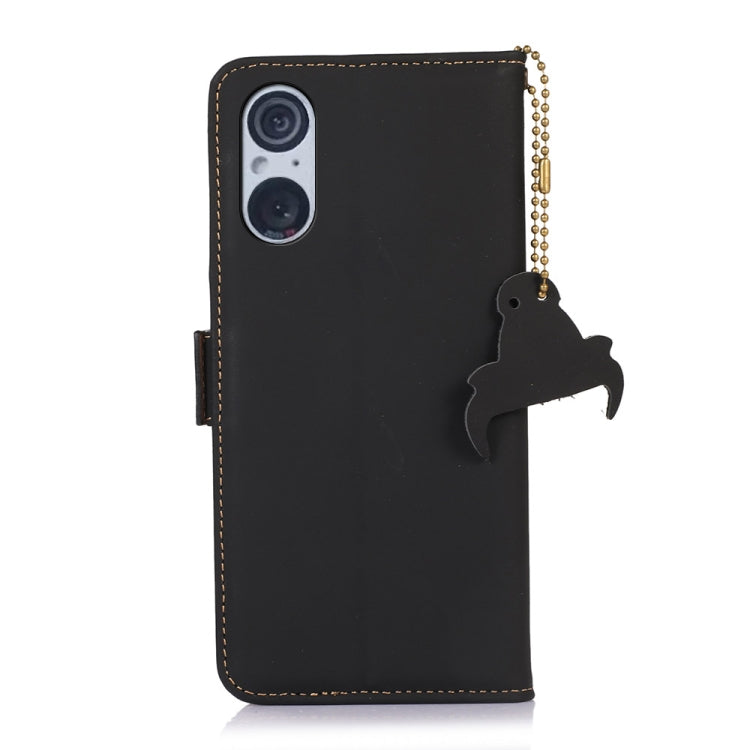 For Sony Xperia 5 V Genuine Leather Magnetic RFID Leather Phone Case(Black) - Sony Cases by PMC TechLife | Online Shopping South Africa | PMC TechLife | Buy Now Pay Later Mobicred