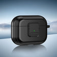 For AirPods Pro TPU + PC Wireless Earphones Case with Magnetic Switch(Black) - For AirPods Pro by PMC Jewellery | Online Shopping South Africa | PMC Jewellery | Buy Now Pay Later Mobicred