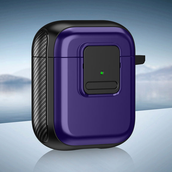 For AirPods 2 / 1 TPU + PC Wireless Earphones Case with Magnetic Switch(Purple)