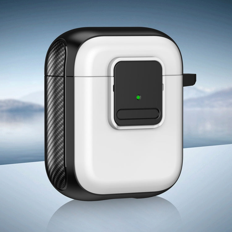 For AirPods 2 / 1 TPU + PC Wireless Earphones Case with Magnetic Switch(White) - For AirPods 1/2 by PMC Jewellery | Online Shopping South Africa | PMC Jewellery | Buy Now Pay Later Mobicred