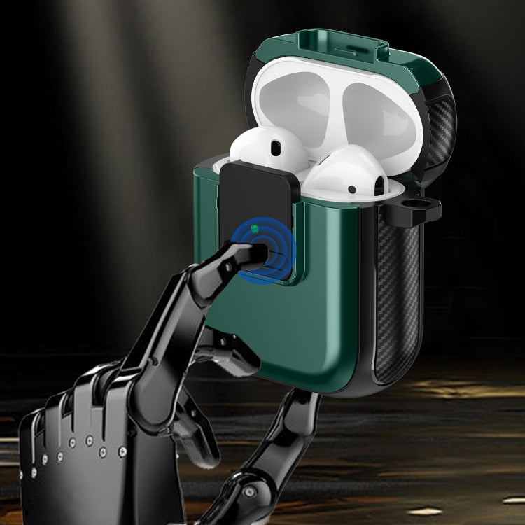 For AirPods Pro TPU + PC Wireless Earphones Case with Magnetic Switch(Army Green) - For AirPods Pro by PMC Jewellery | Online Shopping South Africa | PMC Jewellery | Buy Now Pay Later Mobicred