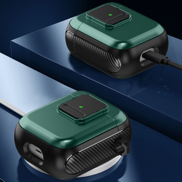 For AirPods Pro TPU + PC Wireless Earphones Case with Magnetic Switch(Green) - For AirPods Pro by PMC Jewellery | Online Shopping South Africa | PMC Jewellery | Buy Now Pay Later Mobicred