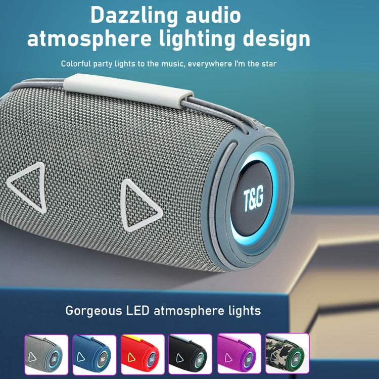 T&G TG-657 Portable Wireless 3D Stereo Subwoofer Bluetooth Speaker Support FM / LED Atmosphere Light(Grey)