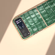 For Motorola Razr 40 Crocodile Texture Genuine Leather Electroplating Phone Case(Dark Green)