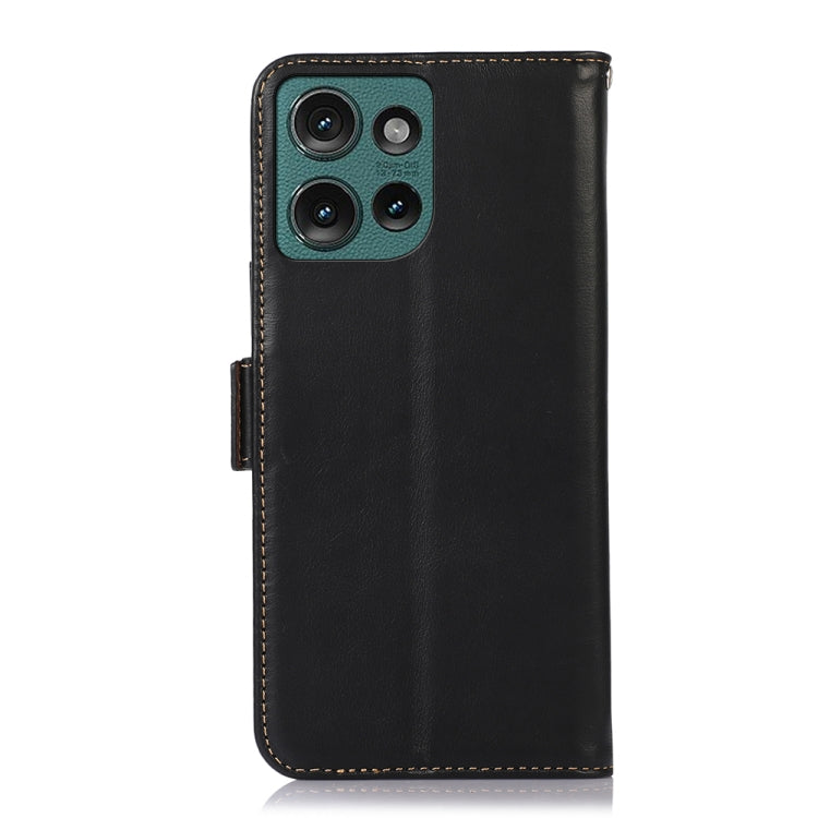 For Motorola Edge 50 Neo Magnetic Crazy Horse Texture Genuine Leather Phone Case(Black)