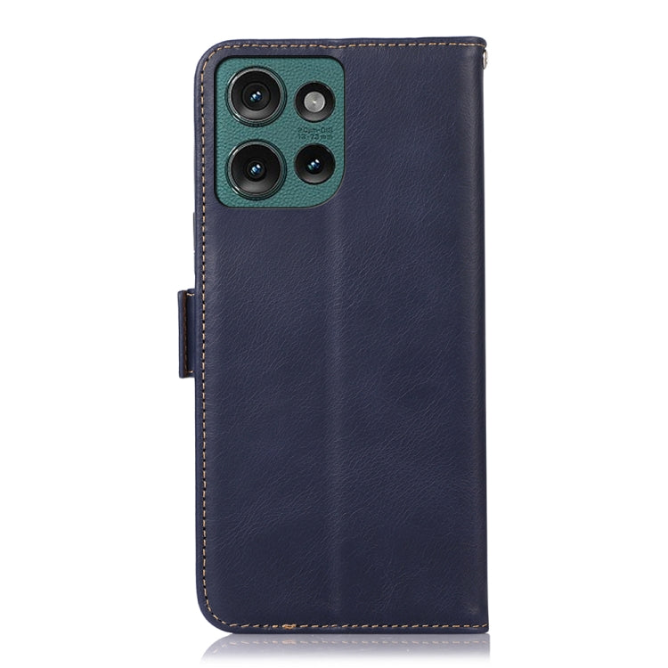 For Motorola Edge 50 Neo Magnetic Crazy Horse Texture Genuine Leather Phone Case(Blue)