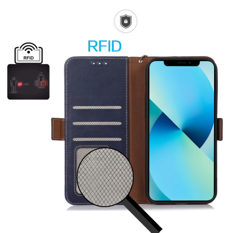 For Motorola Edge 50 Neo Magnetic Crazy Horse Texture Genuine Leather Phone Case(Blue)