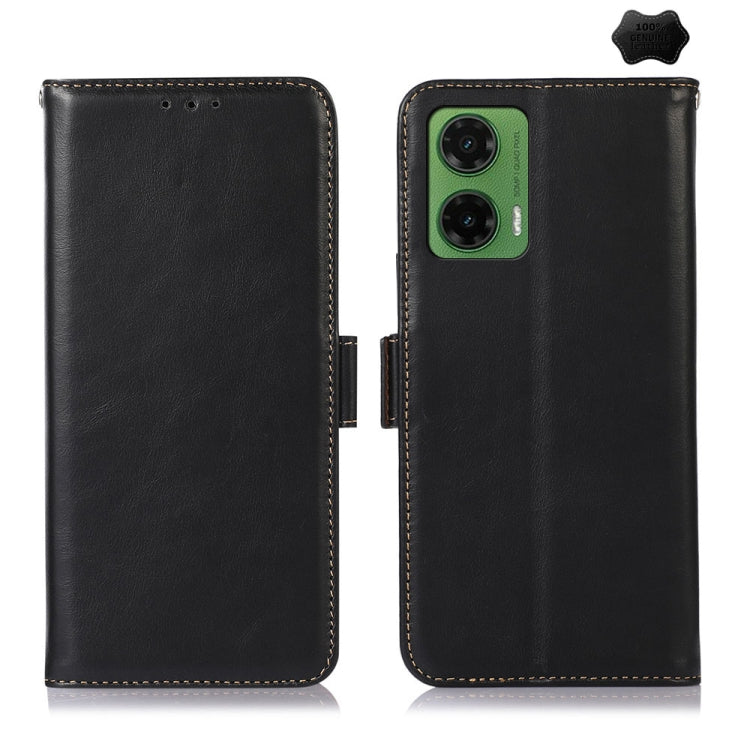 For Motorola Moto G35 Magnetic Crazy Horse Texture Genuine Leather Phone Case(Black) - Motorola Cases by PMC TechLife | Online Shopping South Africa | PMC TechLife | Buy Now Pay Later Mobicred