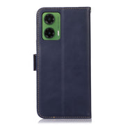 For Motorola Moto G35 Magnetic Crazy Horse Texture Genuine Leather Phone Case(Blue)