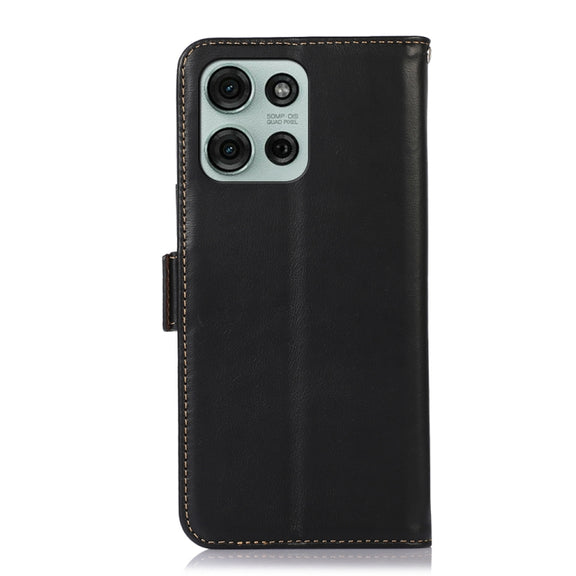 For Motorola Moto G75 5G Magnetic Crazy Horse Texture Genuine Leather Phone Case(Black)
