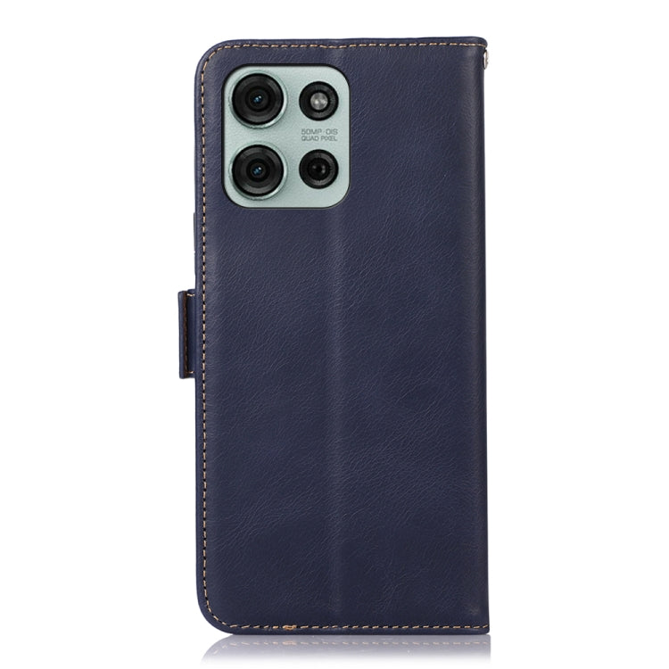 For Motorola Moto G75 5G Magnetic Crazy Horse Texture Genuine Leather Phone Case(Blue)