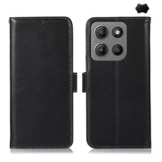 For Motorola Moto G15 4G Magnetic Crazy Horse Texture Genuine Leather Phone Case(Black)