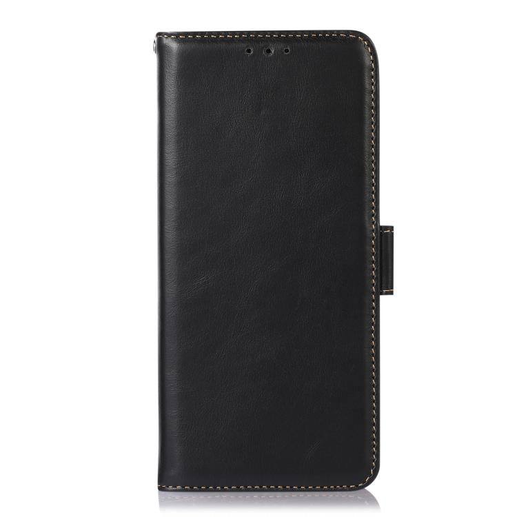 For Motorola Moto G15 4G Magnetic Crazy Horse Texture Genuine Leather Phone Case(Black)