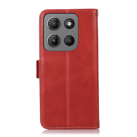 For Motorola Moto G15 4G Magnetic Crazy Horse Texture Genuine Leather Phone Case(Red)