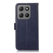For Motorola Moto G15 4G Magnetic Crazy Horse Texture Genuine Leather Phone Case(Blue)