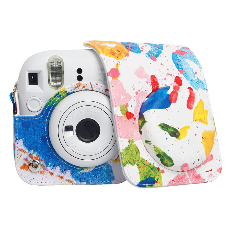 For FUJIFILM instax mini 12 Painted Full Body Leather Case Camera Bag with Strap(Watercolor Palm) - Leather Bag by PMC TechLife | Online Shopping South Africa | PMC TechLife | Buy Now Pay Later Mobicred