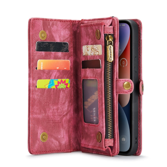 For iPhone 15 CaseMe 008 Detachable Multifunctional Leather Phone Case(Red)