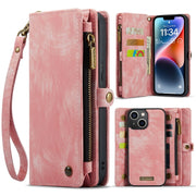 For iPhone 15 CaseMe 008 Detachable Multifunctional Leather Phone Case(Pink)