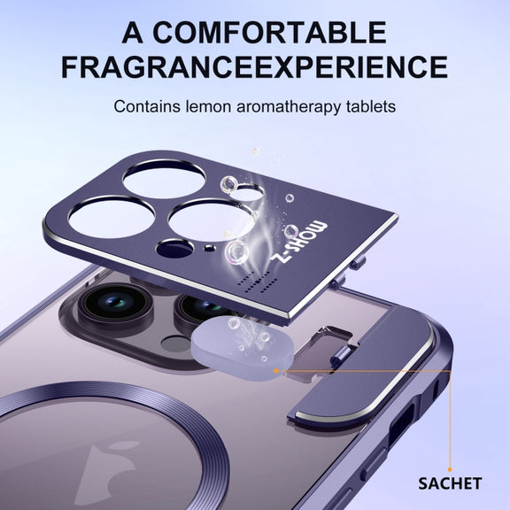 For iPhone 15 Aromatherapy Holder Single-sided MagSafe Magnetic Phone Case(Black)