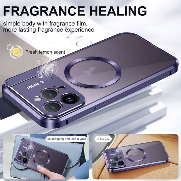For iPhone 15 Pro Aromatherapy Holder Single-sided MagSafe Magnetic Phone Case(Purple)