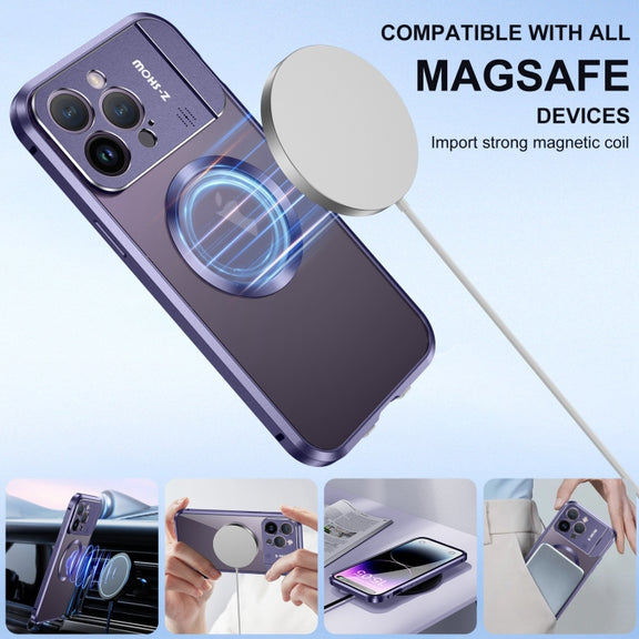 For iPhone 15 Pro Aromatherapy Holder Single-sided MagSafe Magnetic Phone Case(Purple)
