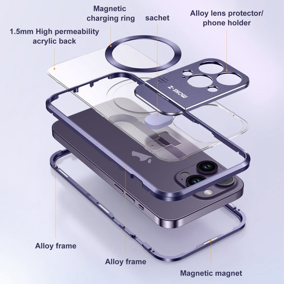 For iPhone 15 Pro Aromatherapy Holder Single-sided MagSafe Magnetic Phone Case(Purple)