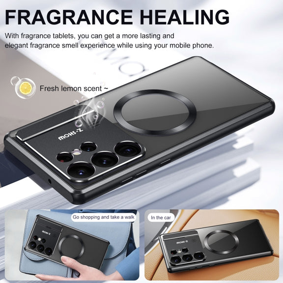 For Samsung Galaxy S21 Ultra 5G Aromatherapy Holder Single-sided MagSafe Magnetic Phone Case(Black)