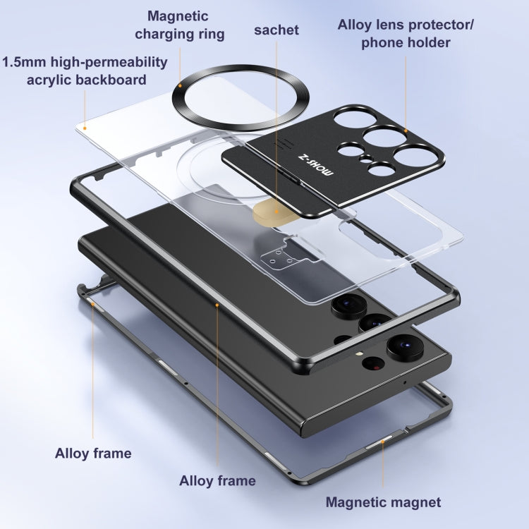 For Samsung Galaxy S22 Ultra 5G Aromatherapy Holder Single-sided MagSafe Magnetic Phone Case(Black)