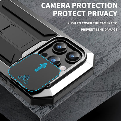 For iPhone 15 Pro Max R-JUST Sliding Camera IP54 Life Waterproof Holder Phone Case(Silver) - free shipping - PMC Jewellery - Order now!