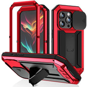 For iPhone 15 Pro R-JUST Sliding Camera IP54 Life Water-resistant Holder Phone Case(Red)