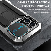 For iPhone 16 R-JUST Sliding Camera IP54 Life Water-resistant Holder Phone Case(Silver)