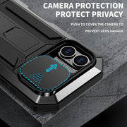 For iPhone 16 Plus R-JUST Sliding Camera IP54 Life Water-resistant Holder Phone Case(Black)