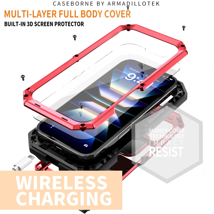 For iPhone 16 Plus R-JUST Sliding Camera IP54 Life Waterproof Holder Phone Case(Red) - free shipping - PMC Jewellery - Order now!