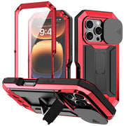 For iPhone 16 Pro Max R-JUST Sliding Camera IP54 Life Water-resistant Holder Phone Case(Red)