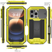 For iPhone 16 Pro Max R-JUST Sliding Camera IP54 Life Water-resistant Holder Phone Case(Yellow)