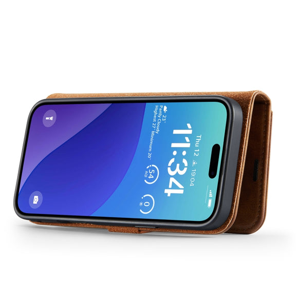 For iPhone 16 Pro Max DG.MING Crazy Horse Texture Detachable Magnetic Leather Phone Case(Brown)