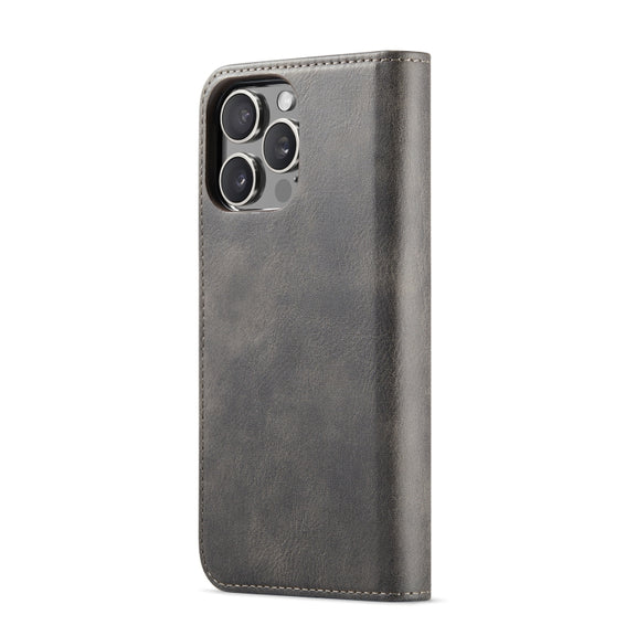 For iPhone 16 Pro DG.MING Crazy Horse Texture Detachable Magnetic Leather Phone Case(Grey)