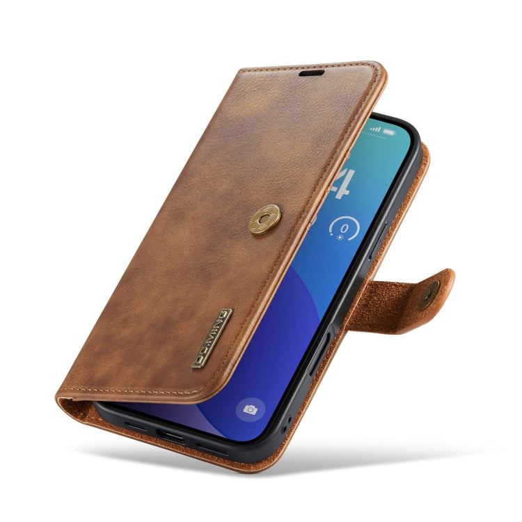 For iPhone 16 Pro DG.MING Crazy Horse Texture Detachable Magnetic Leather Phone Case(Brown)