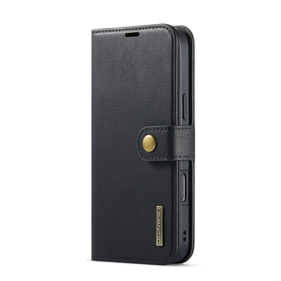 For iPhone 16 Pro DG.MING Crazy Horse Texture Detachable Magnetic Leather Phone Case(Black)